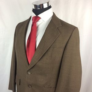 Hart Schaffner Mens 40S Blazer Wool Brown 2 Button